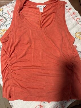 Athleta Rust Orange V-Neck Tank with Side Ruching